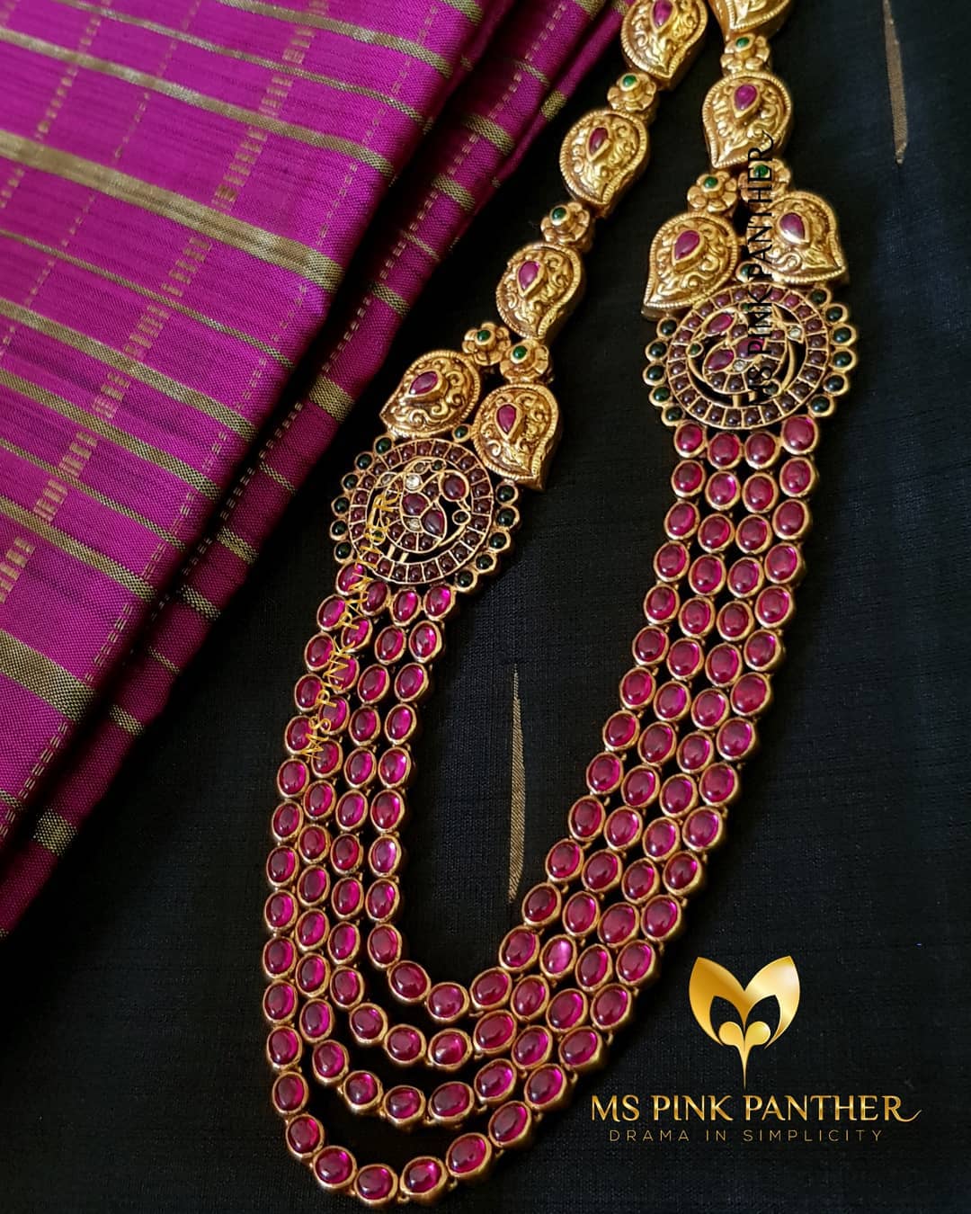 Gold Plated Traditional Designer Temple Long Necklace Set