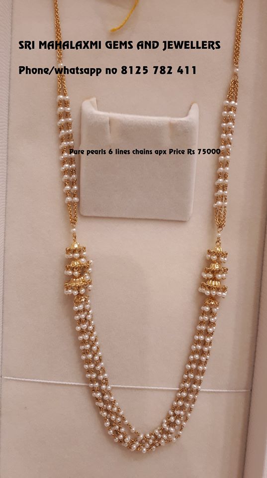 Small pearl gold on sale necklace indian designs