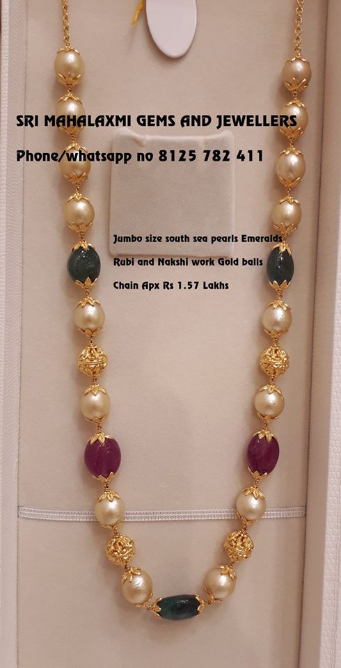 White pearl gold on sale chain designs