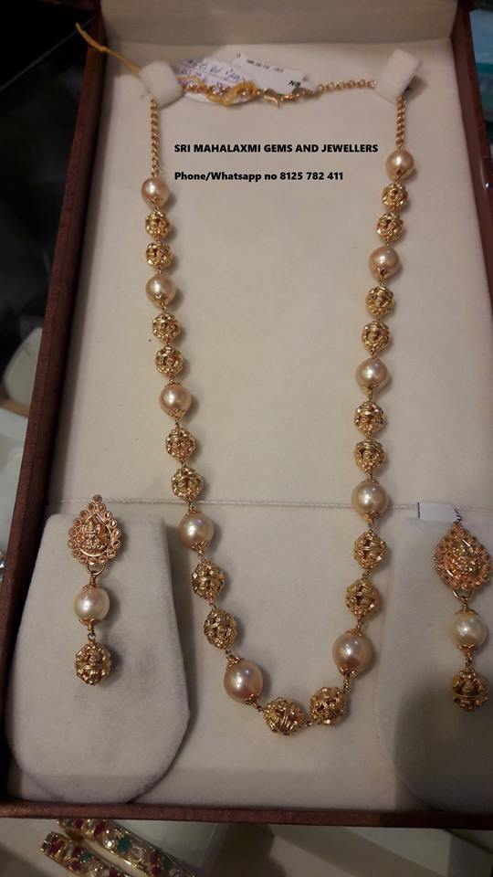 simple gold necklace designs with pearls