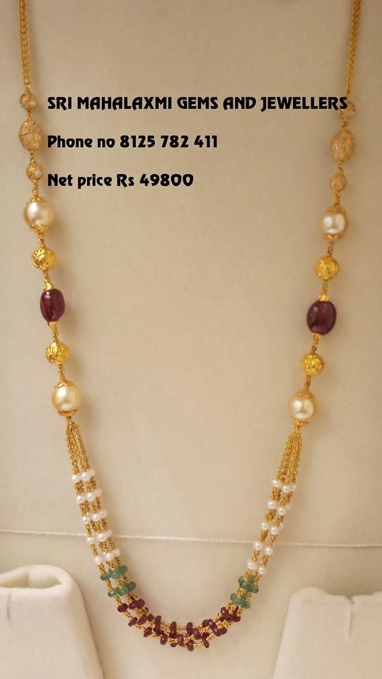 Gold chain with hot sale pearls designs