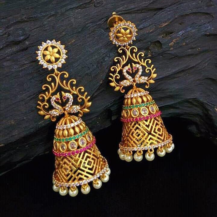 Gold earrings south deals indian style