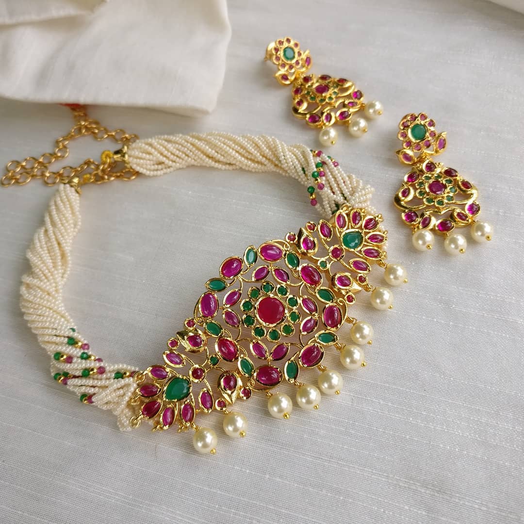 indian ruby emerald necklace designs