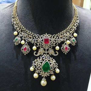 Buy Heavy Diamond Necklace Sets [ Latest Designs] • South India Jewels