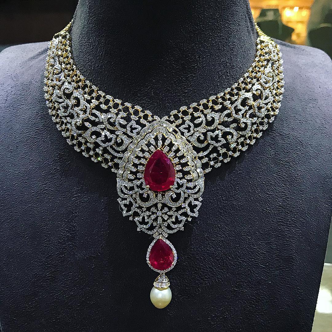 heavy diamond necklace set designs