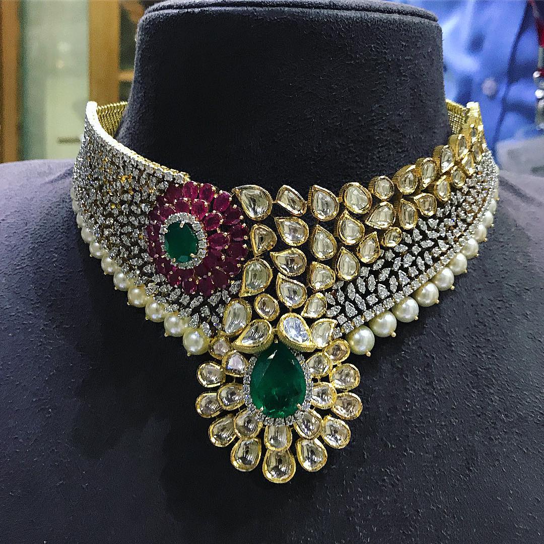 26 Breathtaking Heavy Diamond Necklace Set Designs • South India Jewels