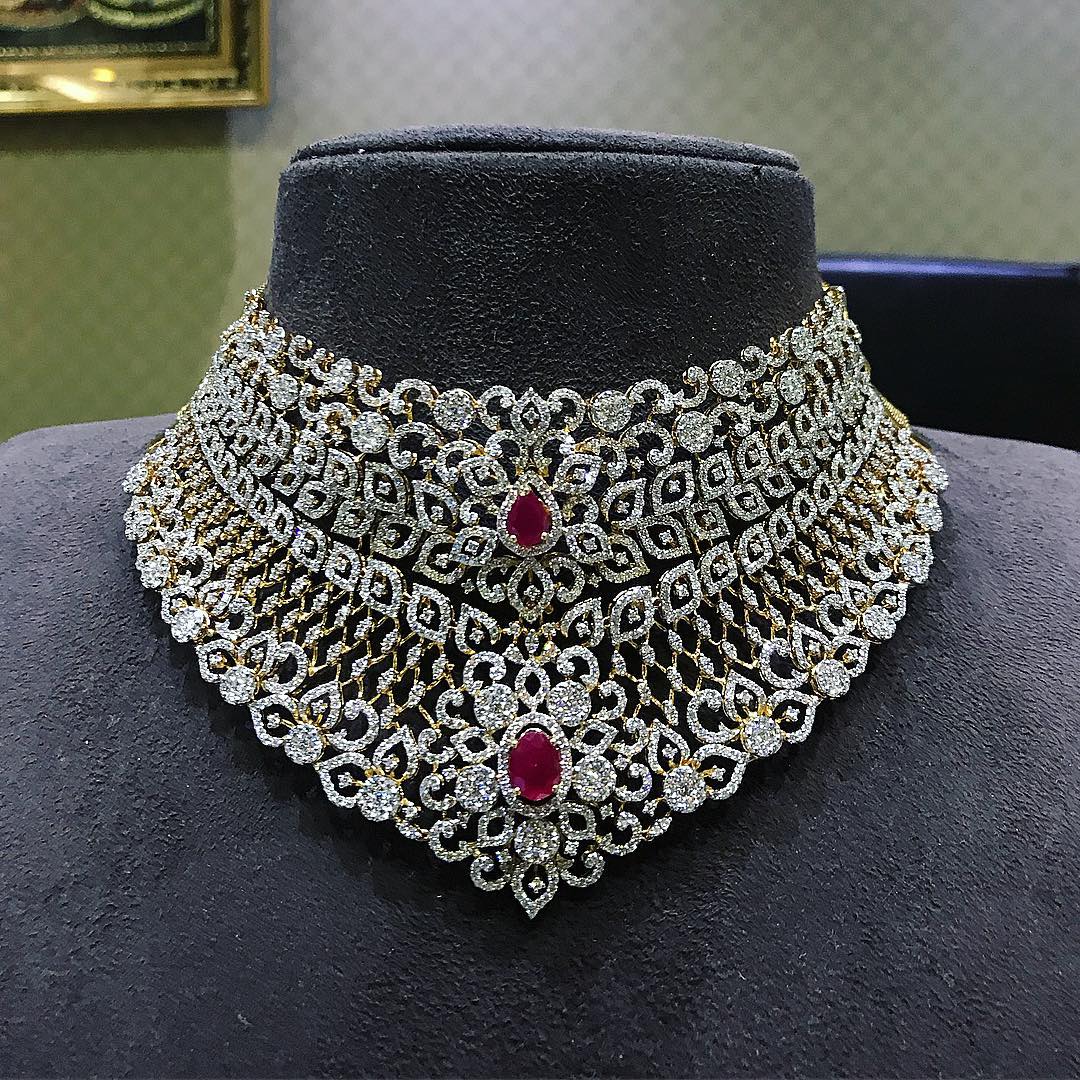 heavy diamond necklace set designs