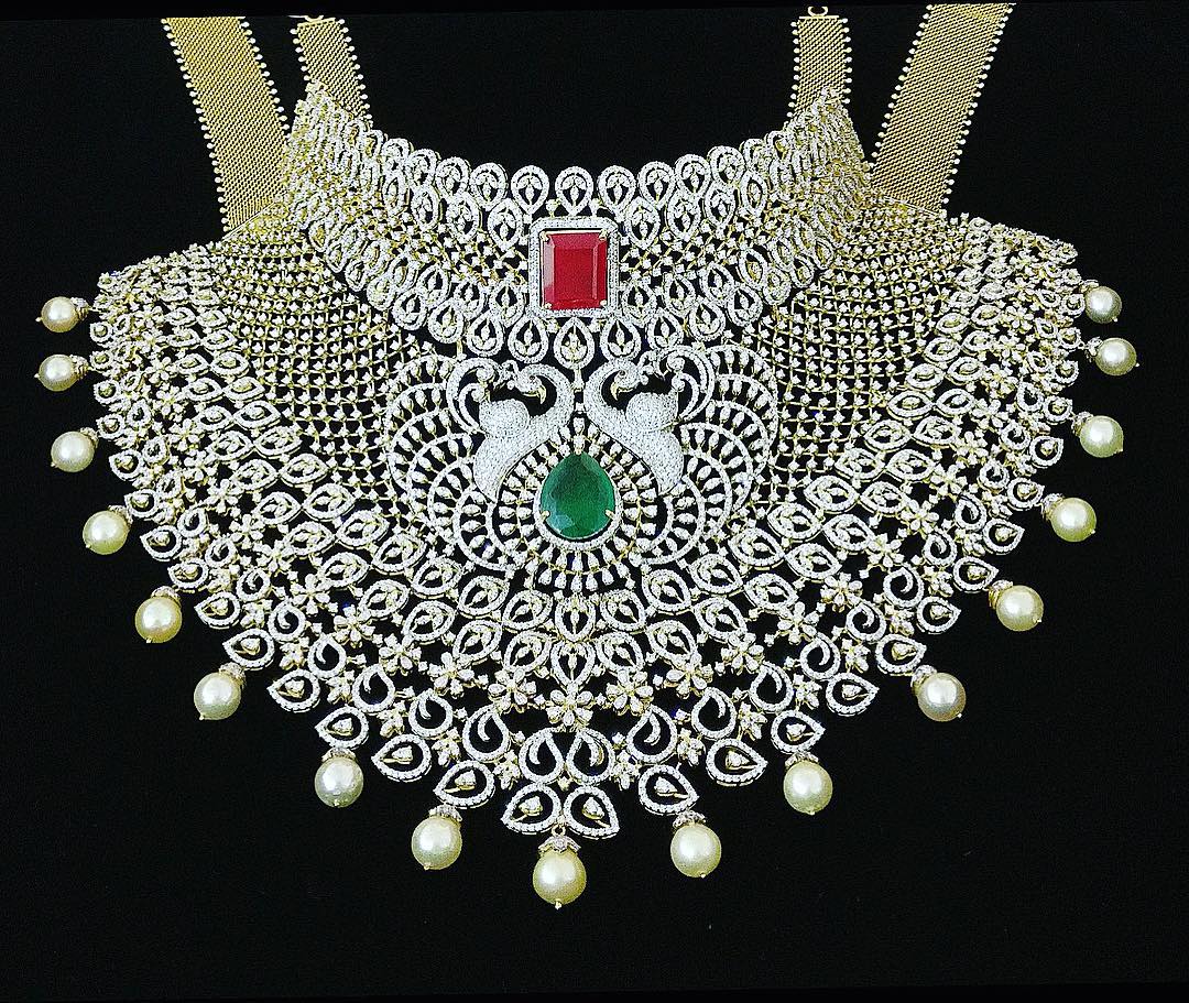 heavy diamond necklace set designs