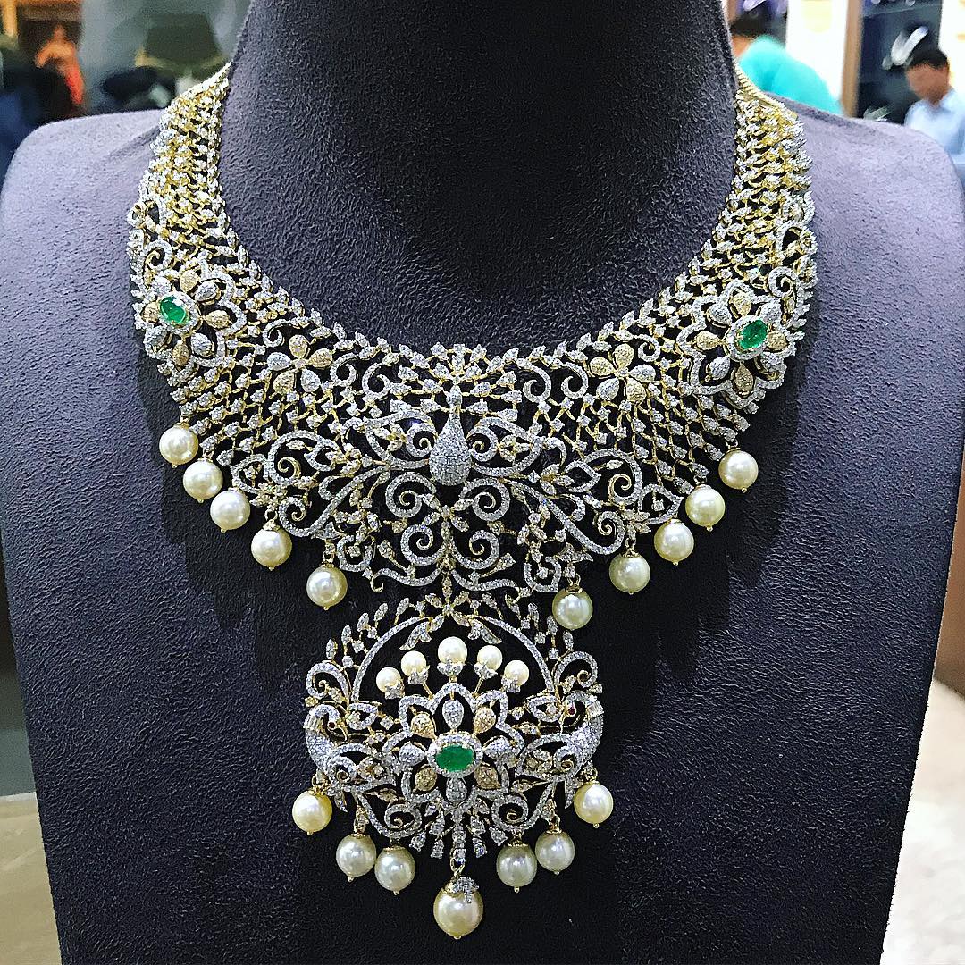 heavy diamond necklace set designs