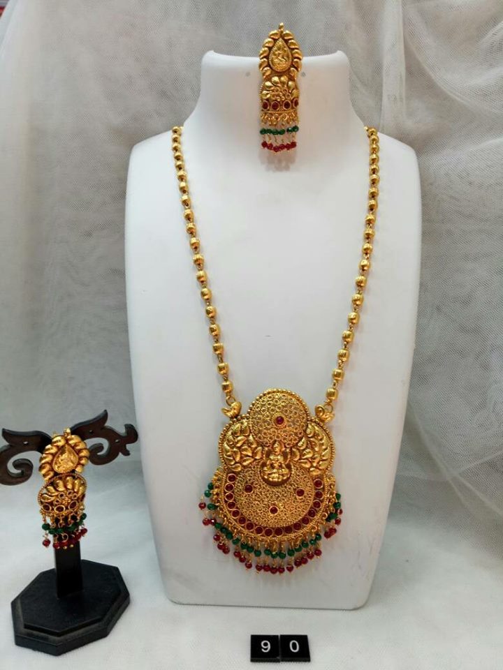 One gram gold sale long chain with pendant