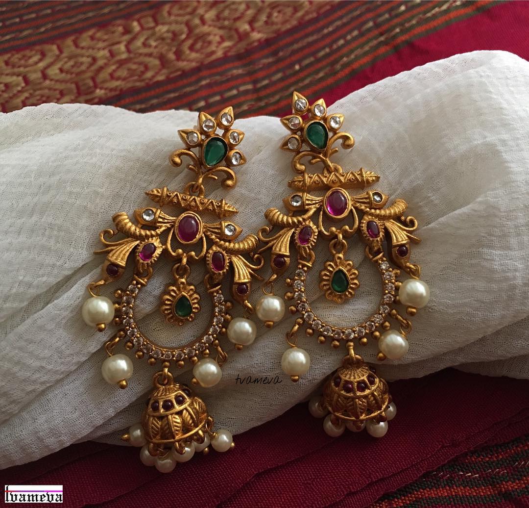 Gold Antique Jumkas Indian Earrings Kholapuri Earrings Gold Indian Chandbali Gold Earrings