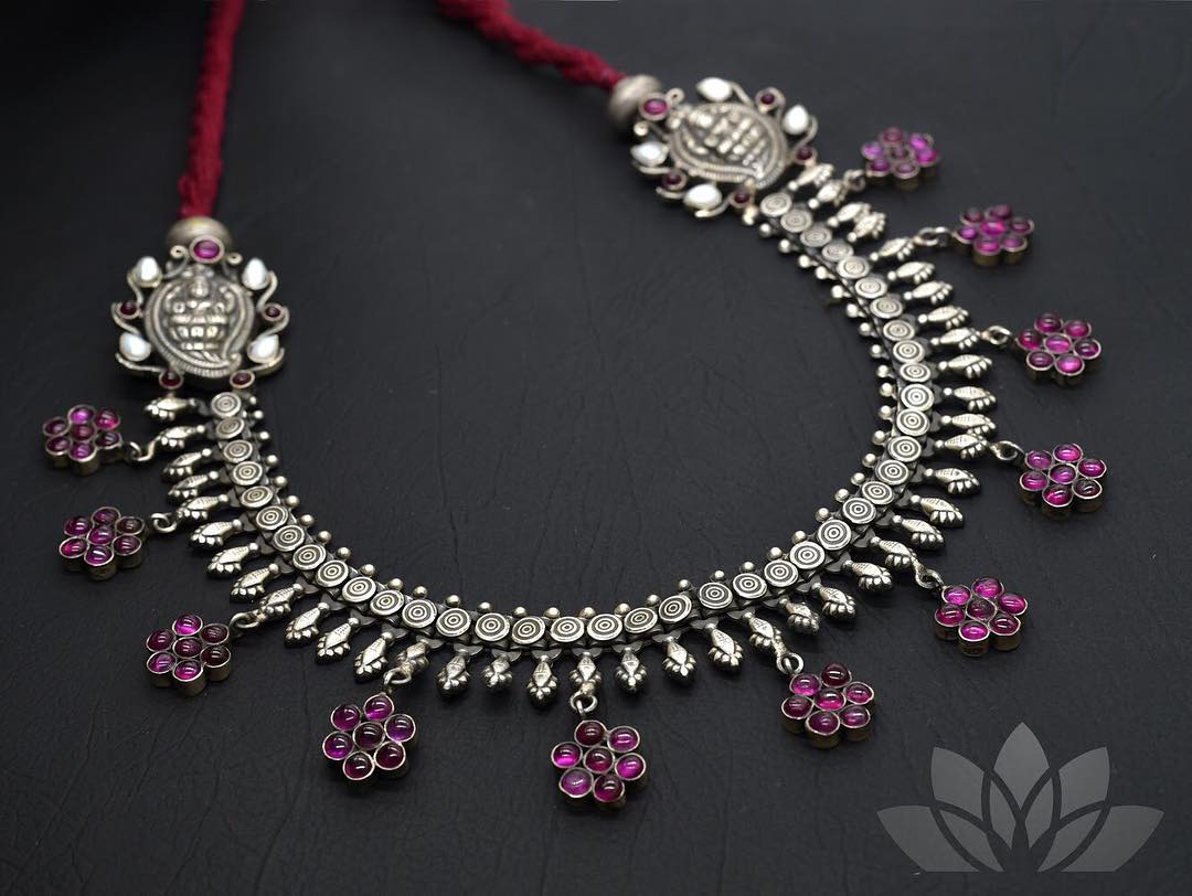 oxidized antique silver necklace designs