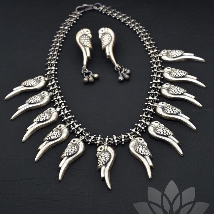 oxidized antique silver necklace designs