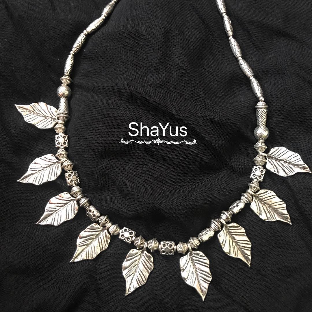 oxidized antique silver necklace designs