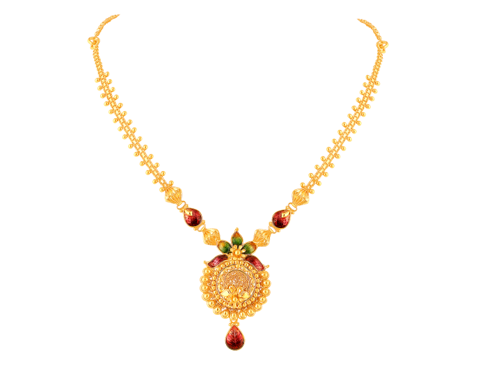 Cnc Cutting Party Wear 22 Karat Pure Gold Necklace Set, 15 Gm To 20 Gm
