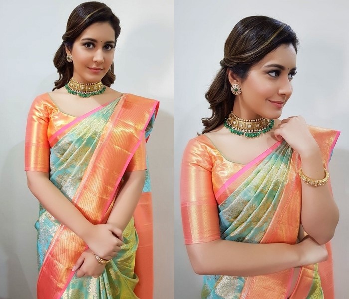 Ethnic bold necklace with sarees