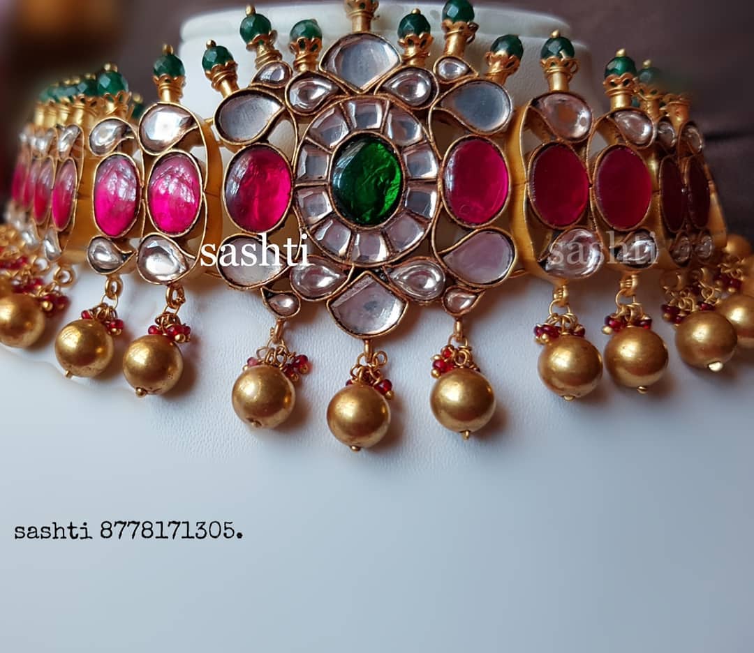 gold plated pure silver antique kundan jewellery