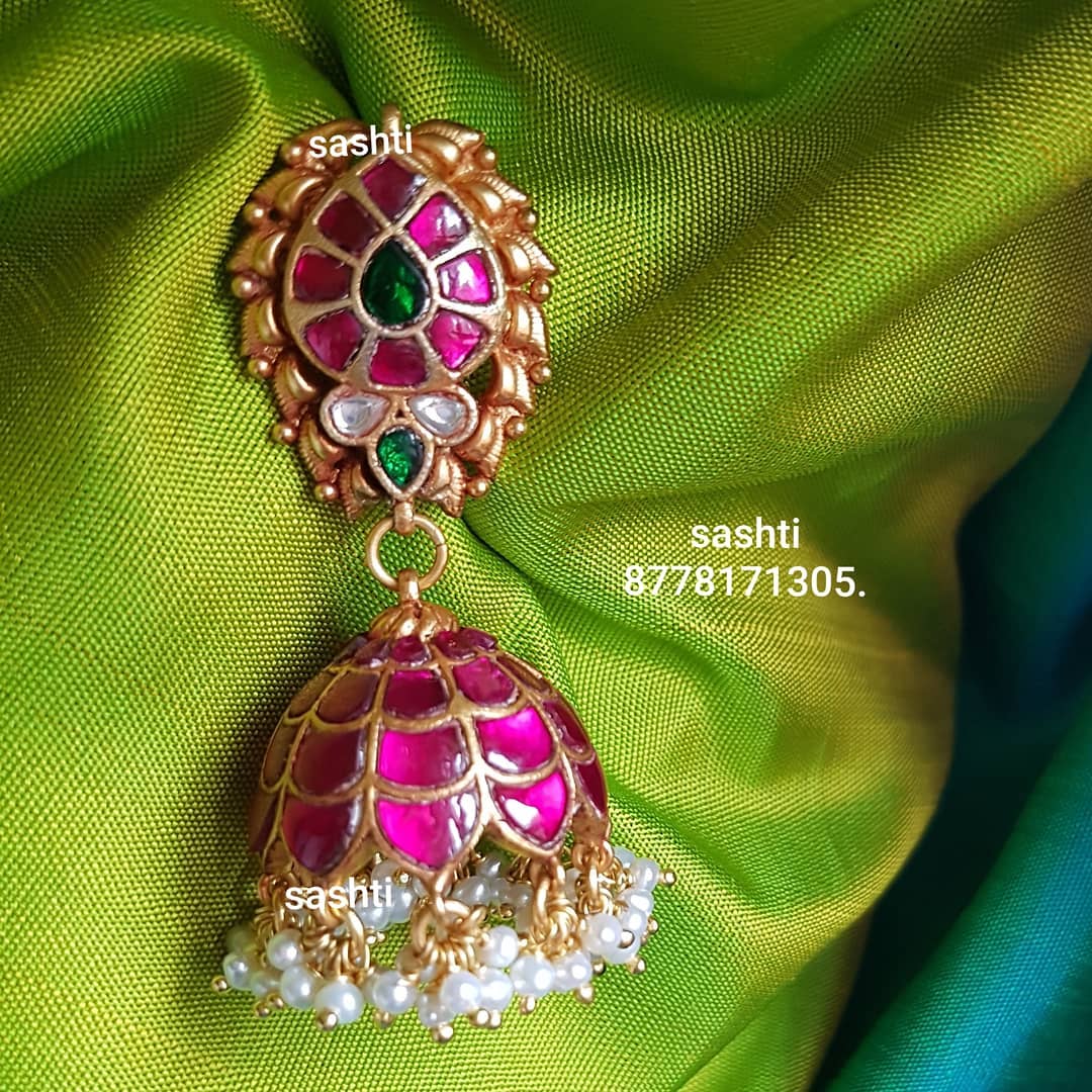 gold plated pure silver antique kundan jewellery