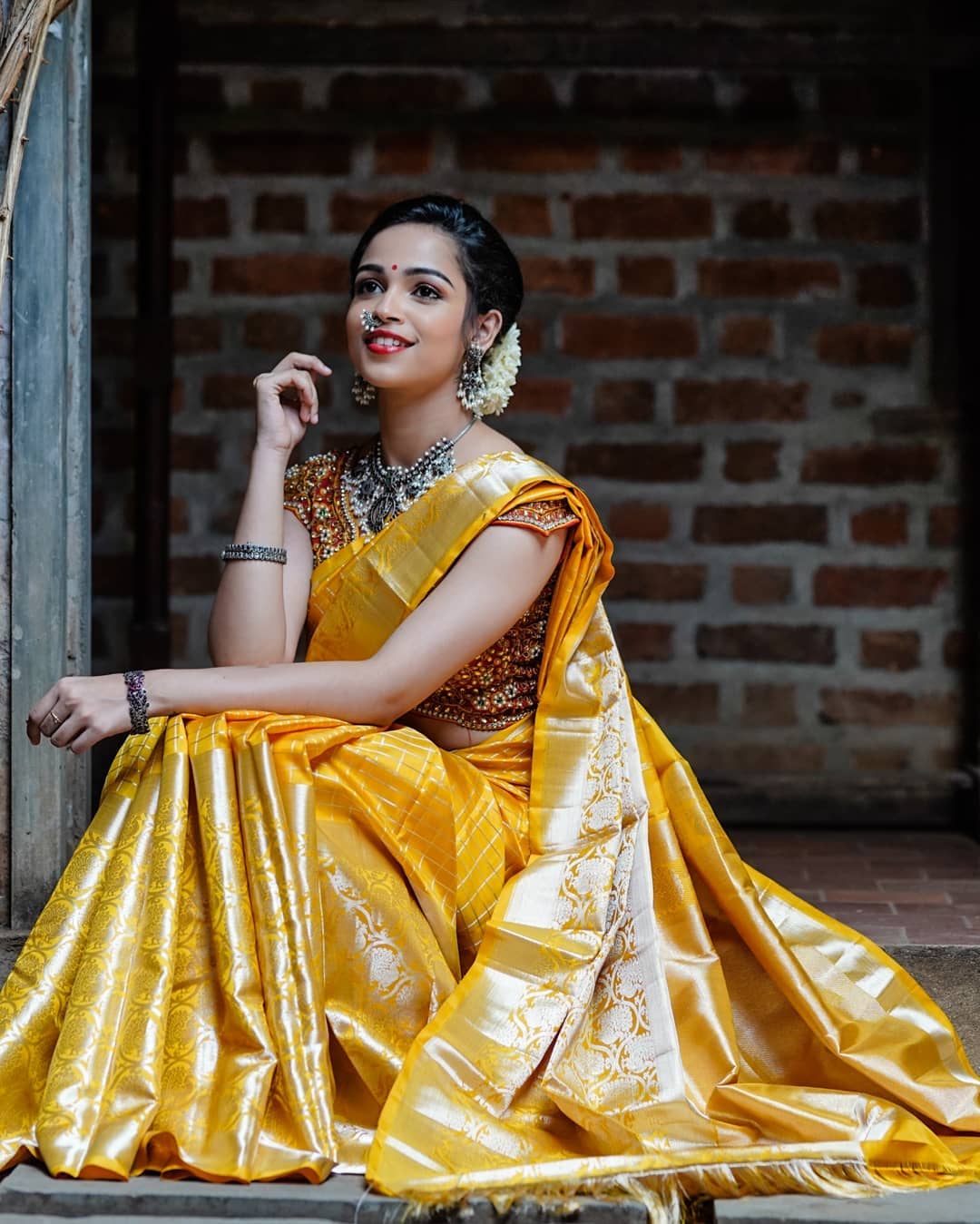 Amber Yellow Silk Traditional Saree – paanericlothing