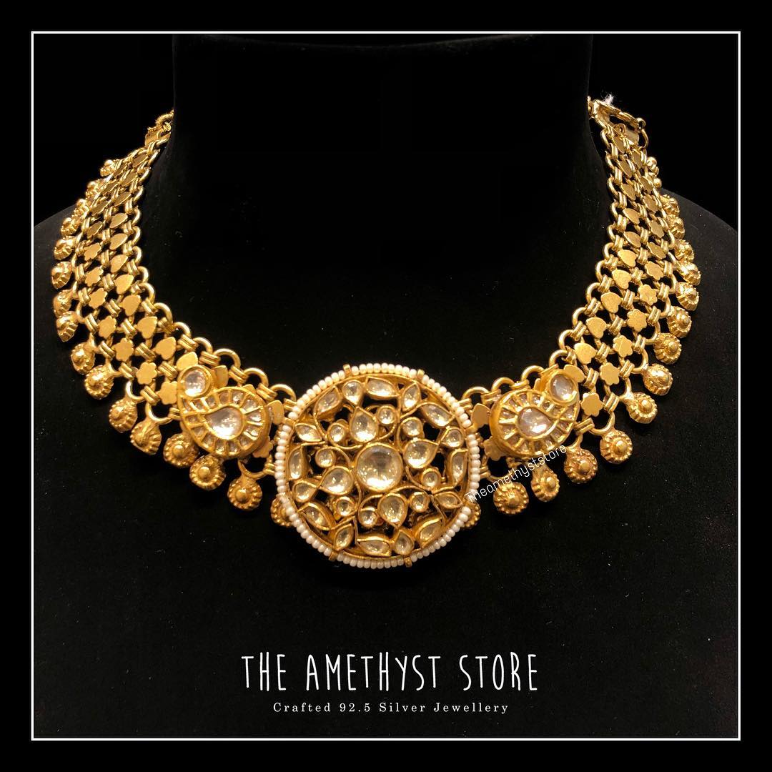 gold-plated-pure-silver-antique-necklace-designs (6)