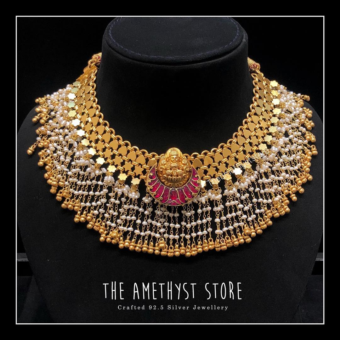 gold-plated-pure-silver-antique-necklace-designs (7)