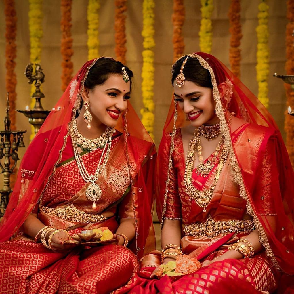 red bridal silk saree