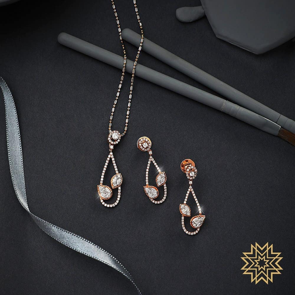 Buy Minimal Rose Gold Necklace Set Online  Minimal Rose Gold Necklace Set  by Manubhai.