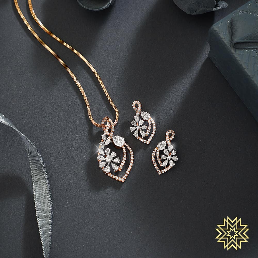 Buy Minimal Rose Gold Necklace Set Online  Minimal Rose Gold Necklace Set  by Manubhai.