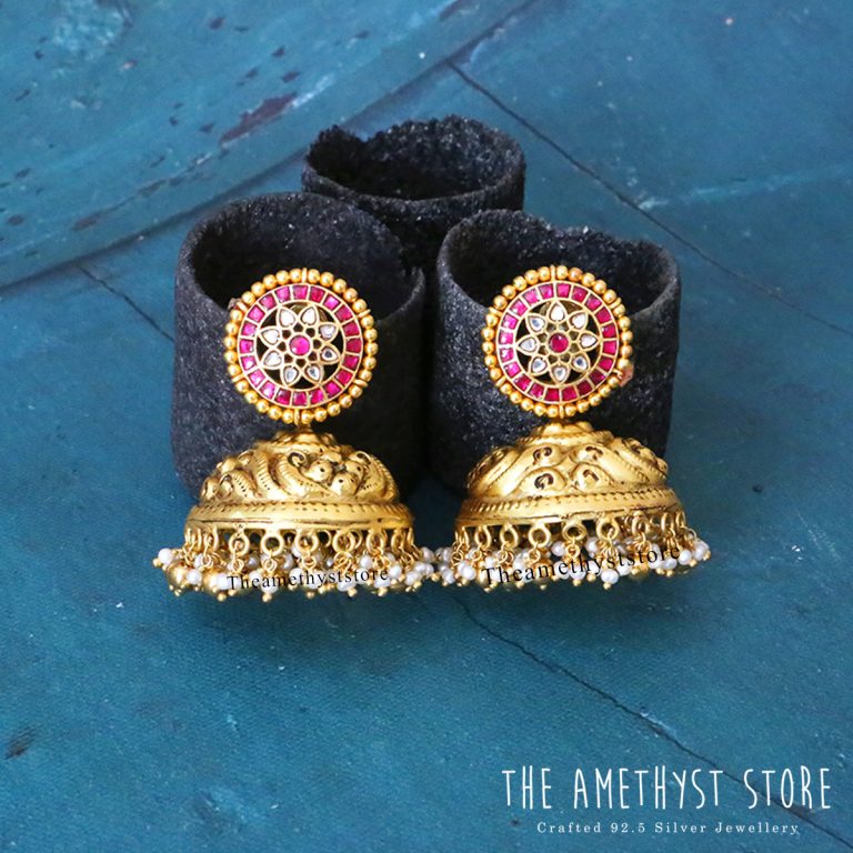 gold-plated-antique-silver-jhumka-designs (8)