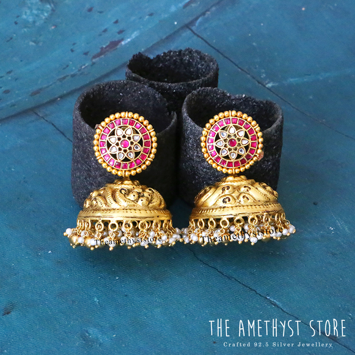 Gold plated silver 2024 antique jhumkas