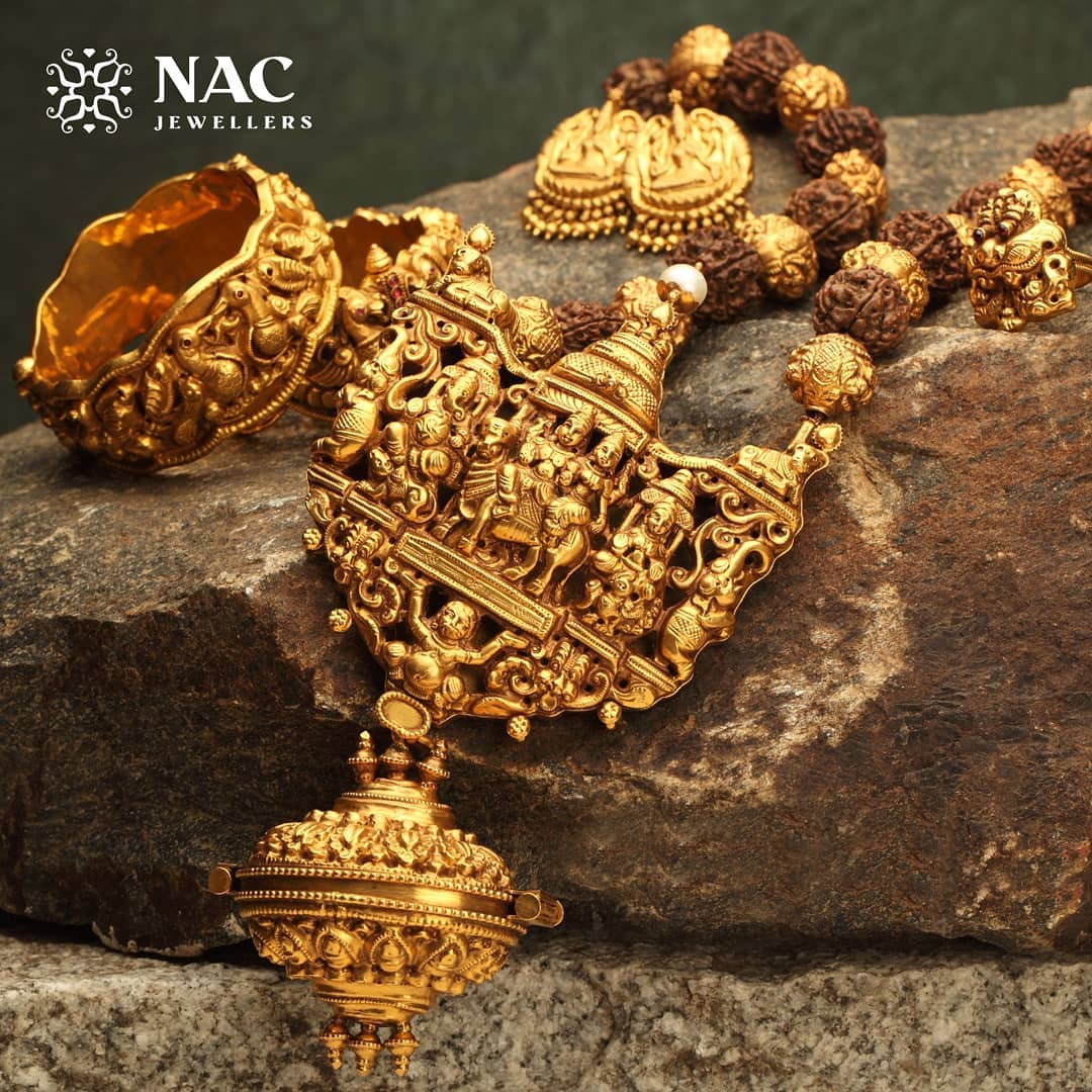 Temple work gold on sale jewellery