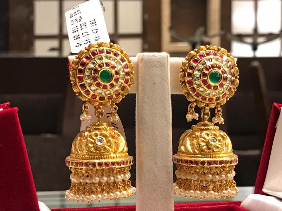 Latest gold jhumka sale traditional style designs