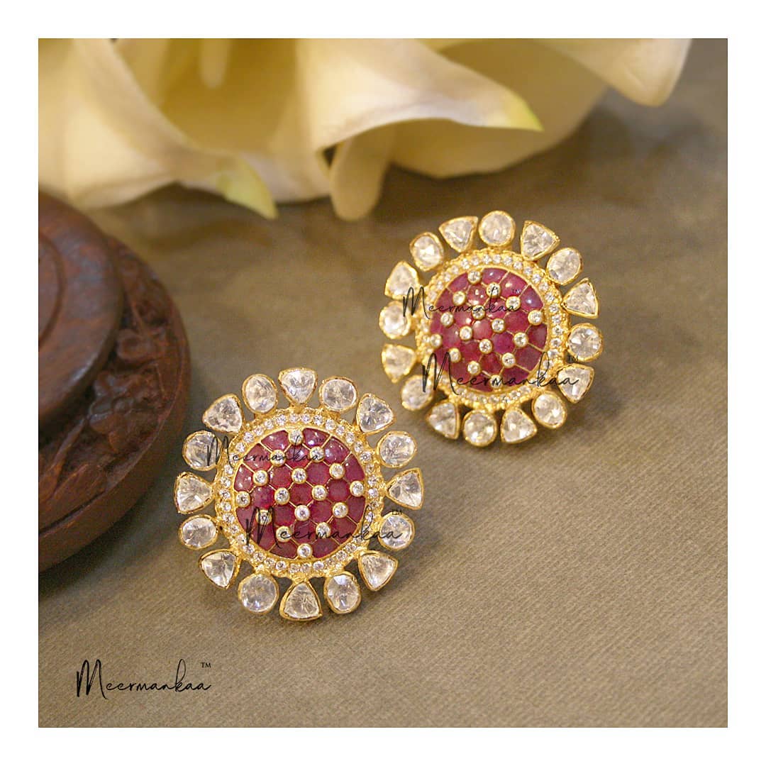 Get All The Beautiful Big Stud Earring Designs Here! • South India Jewels