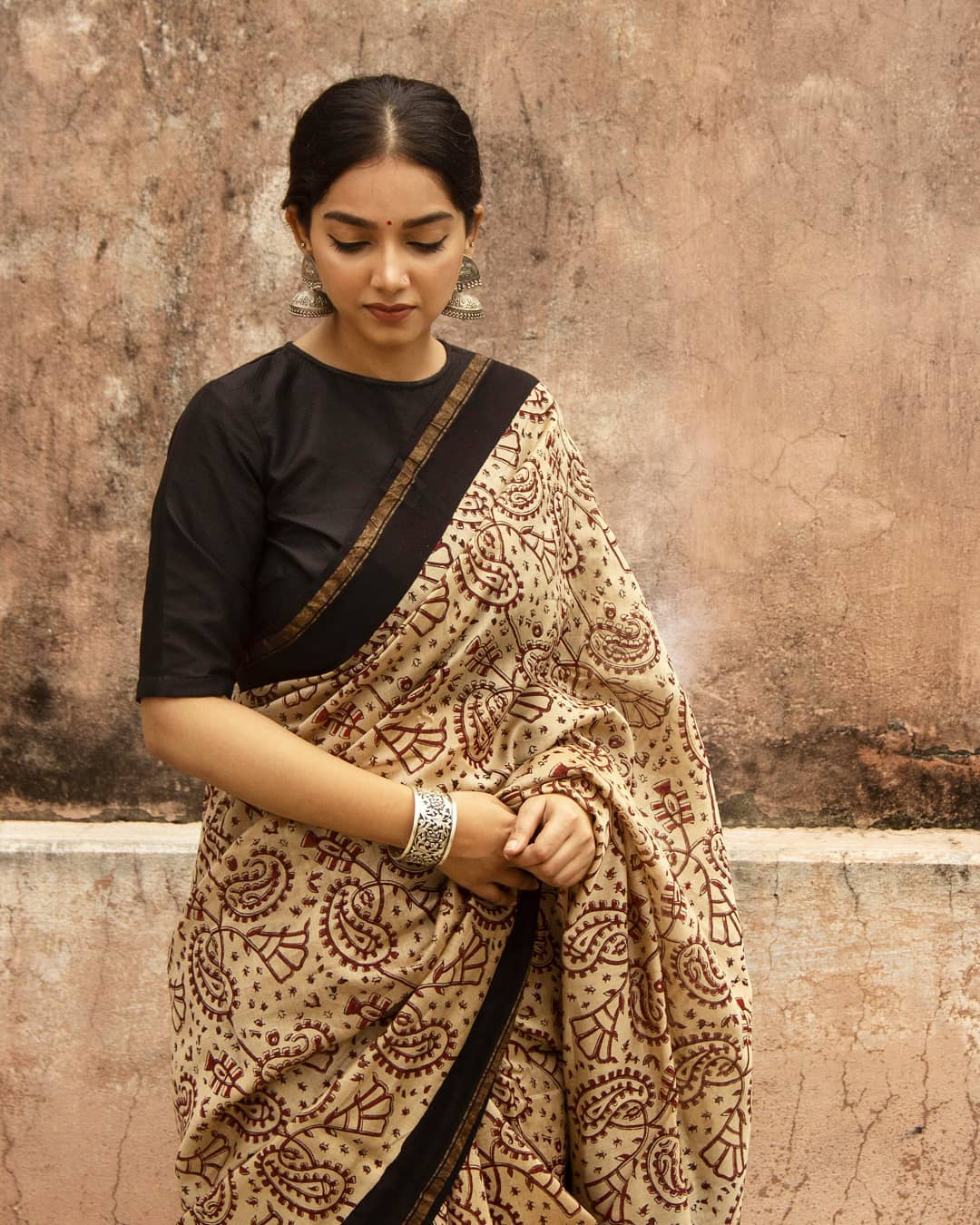 Saree with clearance silver ornaments