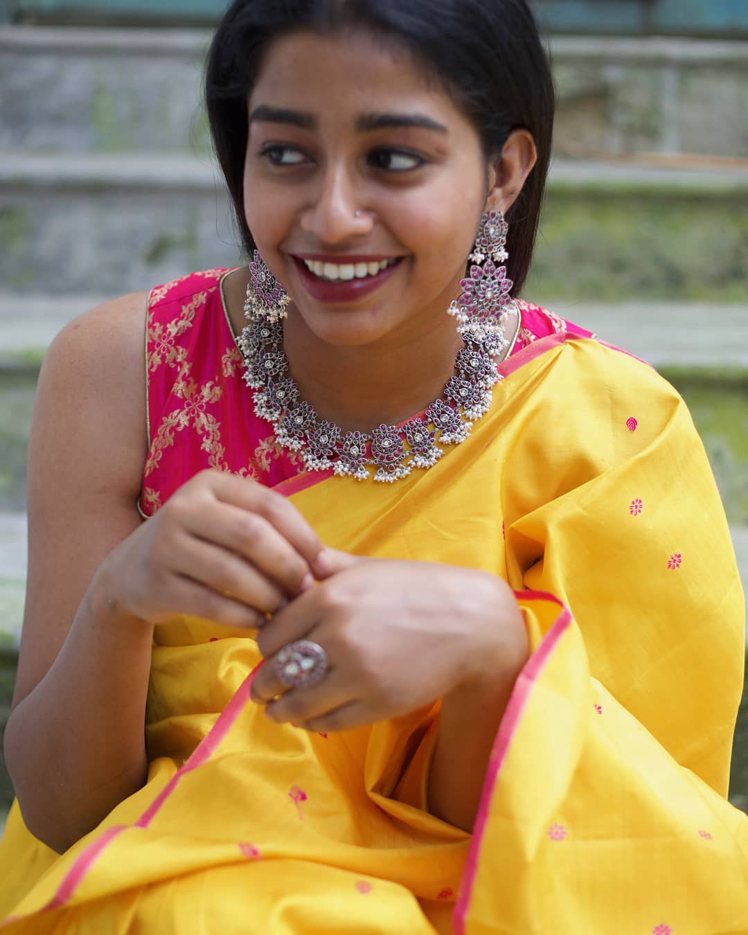 I love everything about this look From a very simple saree to the Gajra in  the hair Grand blouse with a beautiful temple jewellery . ... | Instagram