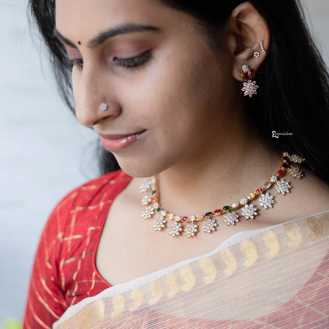 traditional south indian diamond necklace designs