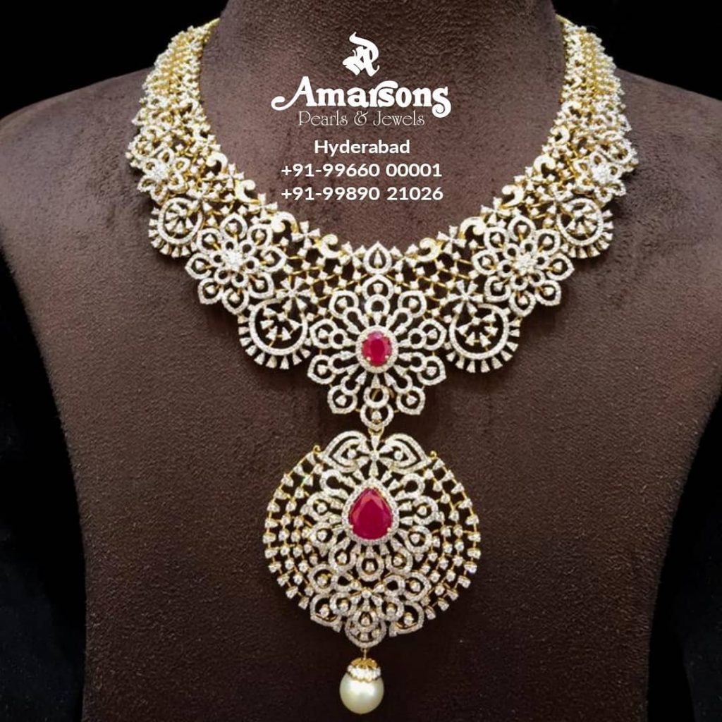 Bridal Diamond Necklace Sets That Will Steal Your Heart • South India Jewels 6577