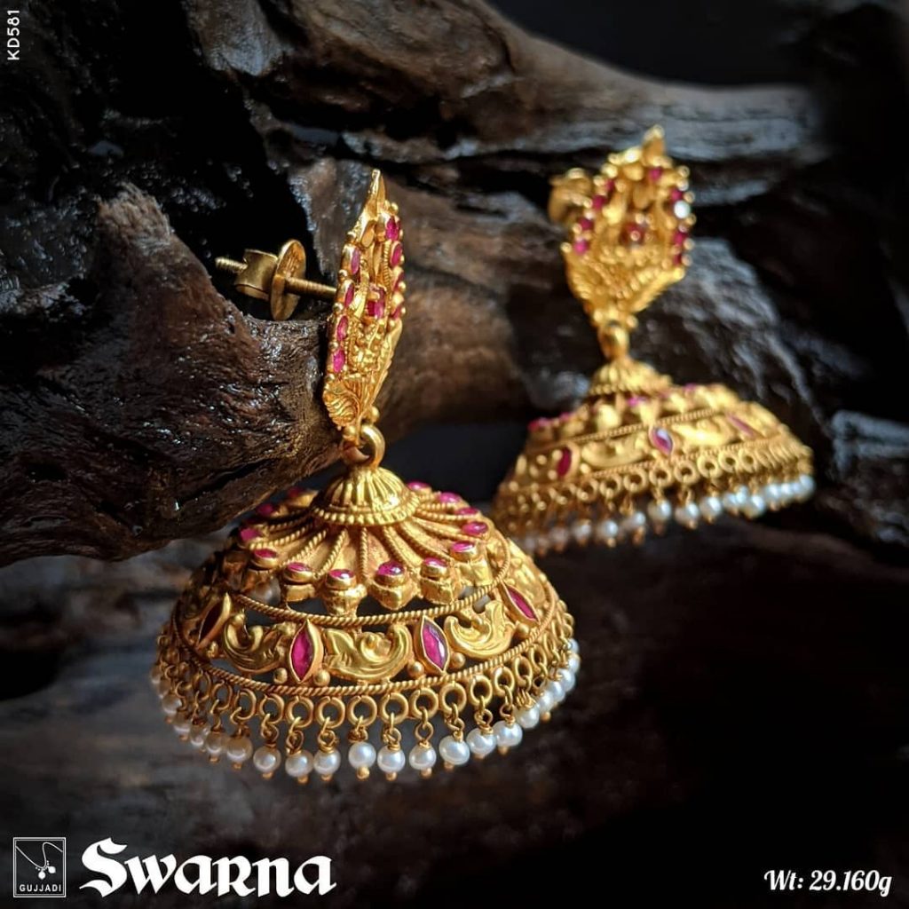 Antique gold outlet big jhumkas