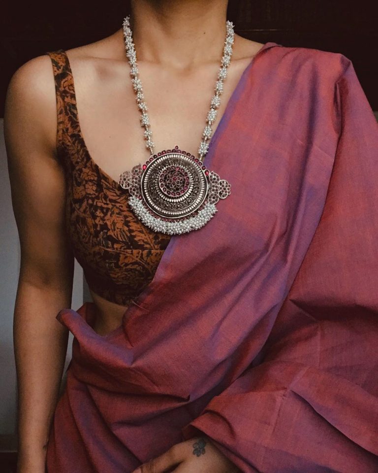 Silver Jewellery & Saree : How To Rock This Combintation! • South India ...