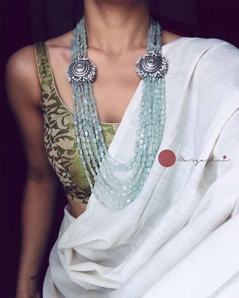silver-necklace-for-saree-3