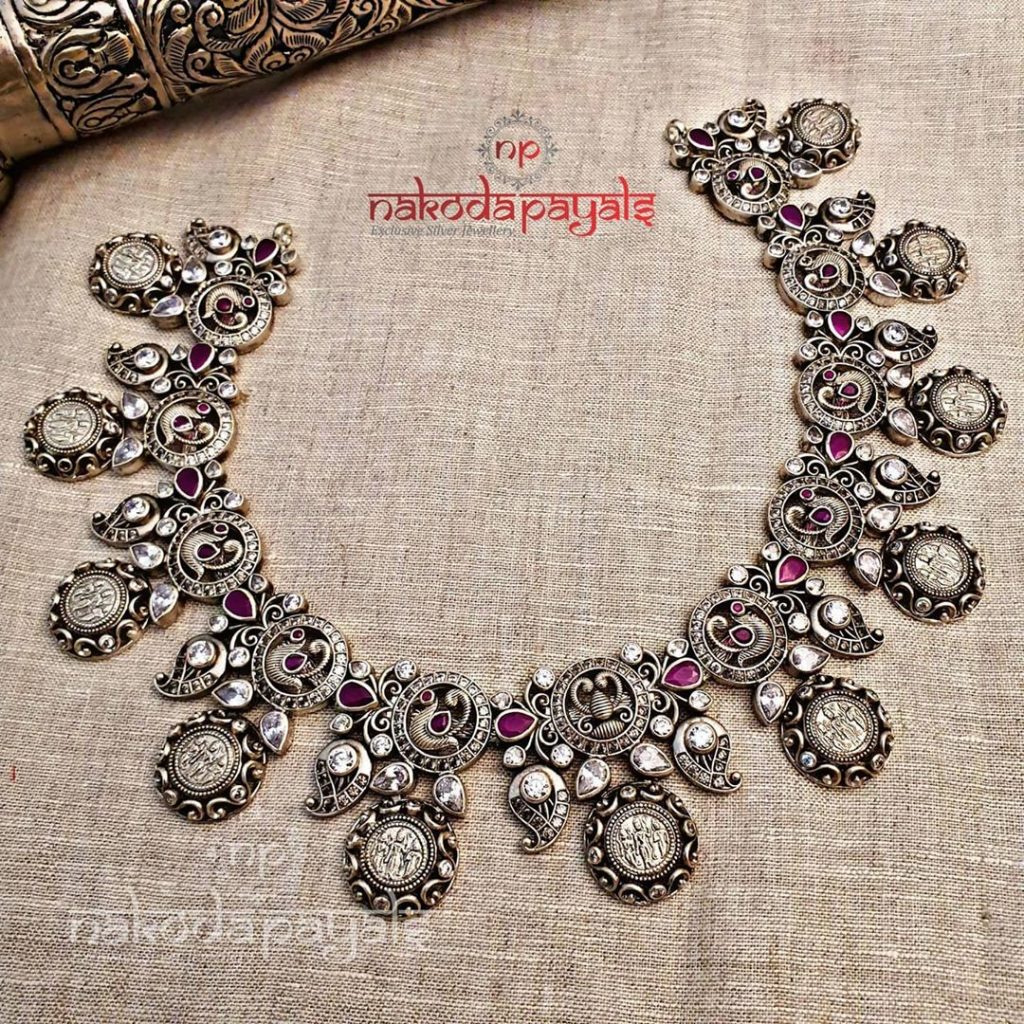 silver-necklace-for-saree-2