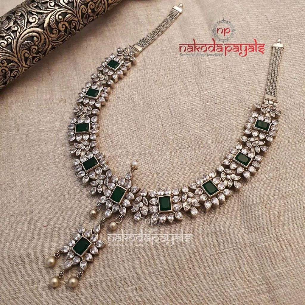 silver-necklace-for-saree-5