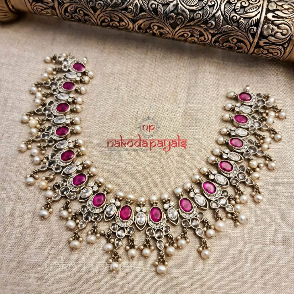 silver-necklace-for-saree-8