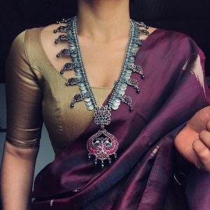 Classic Saree Styling Ideas With Silver Necklace Designs!! • South ...