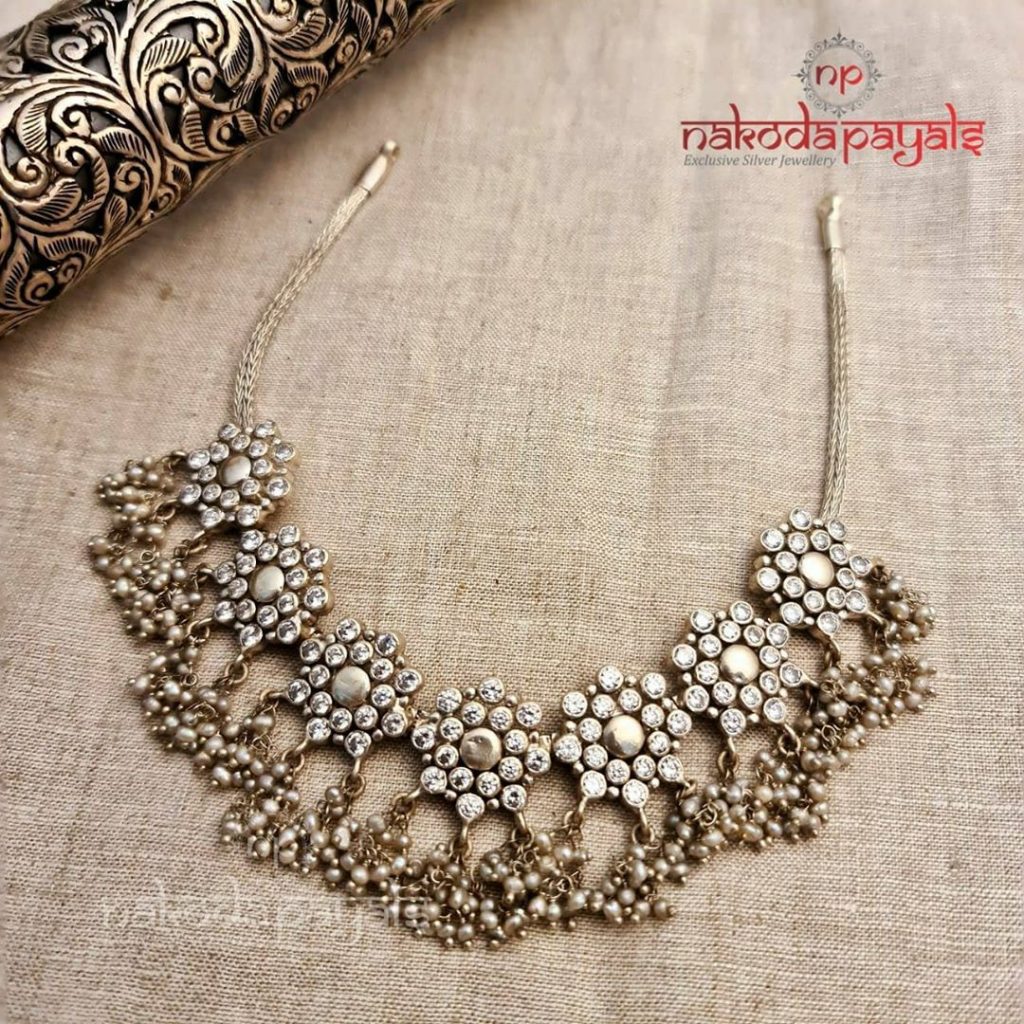 silver-necklace-for-saree-9