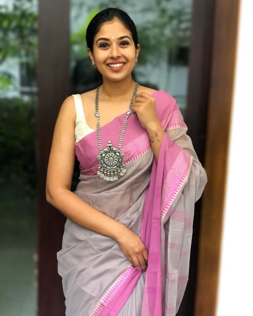 saree with oxide jewellery