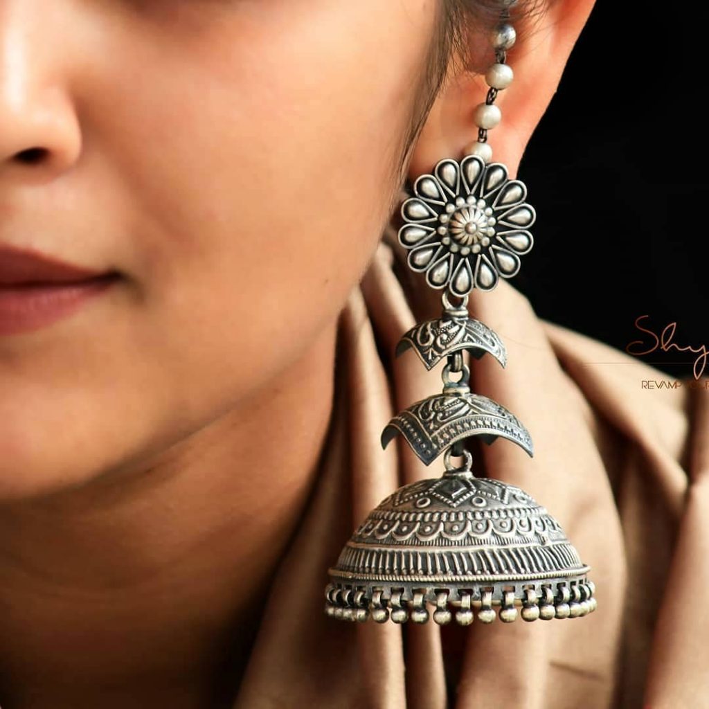 Pure silver deals jhumkas