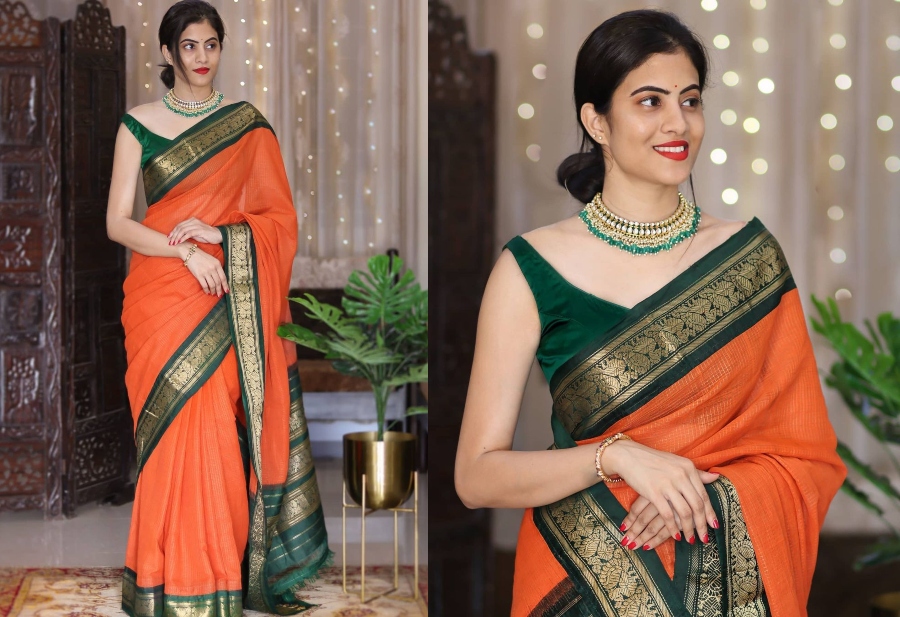 Looking Slim in Saree is just Outstanding  Saree color combinations,  Fashion jewerly, Saree designs