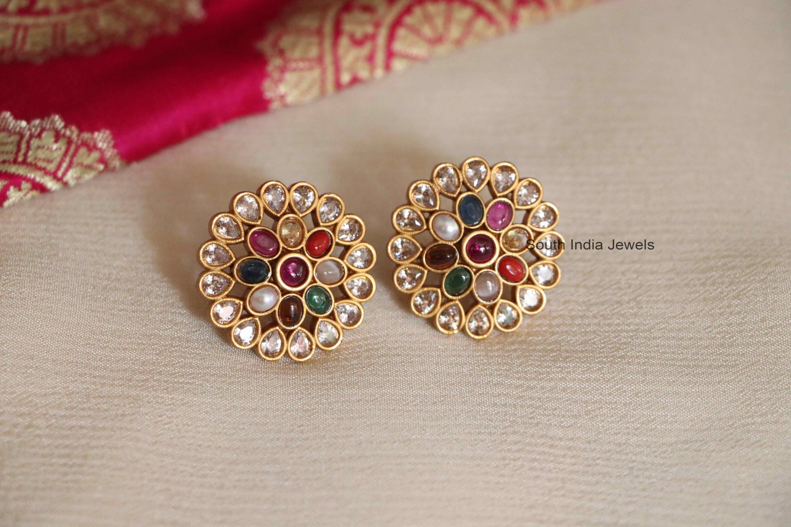 Traditional Big Stud Earrings  New Latest Designs • South India Jewels