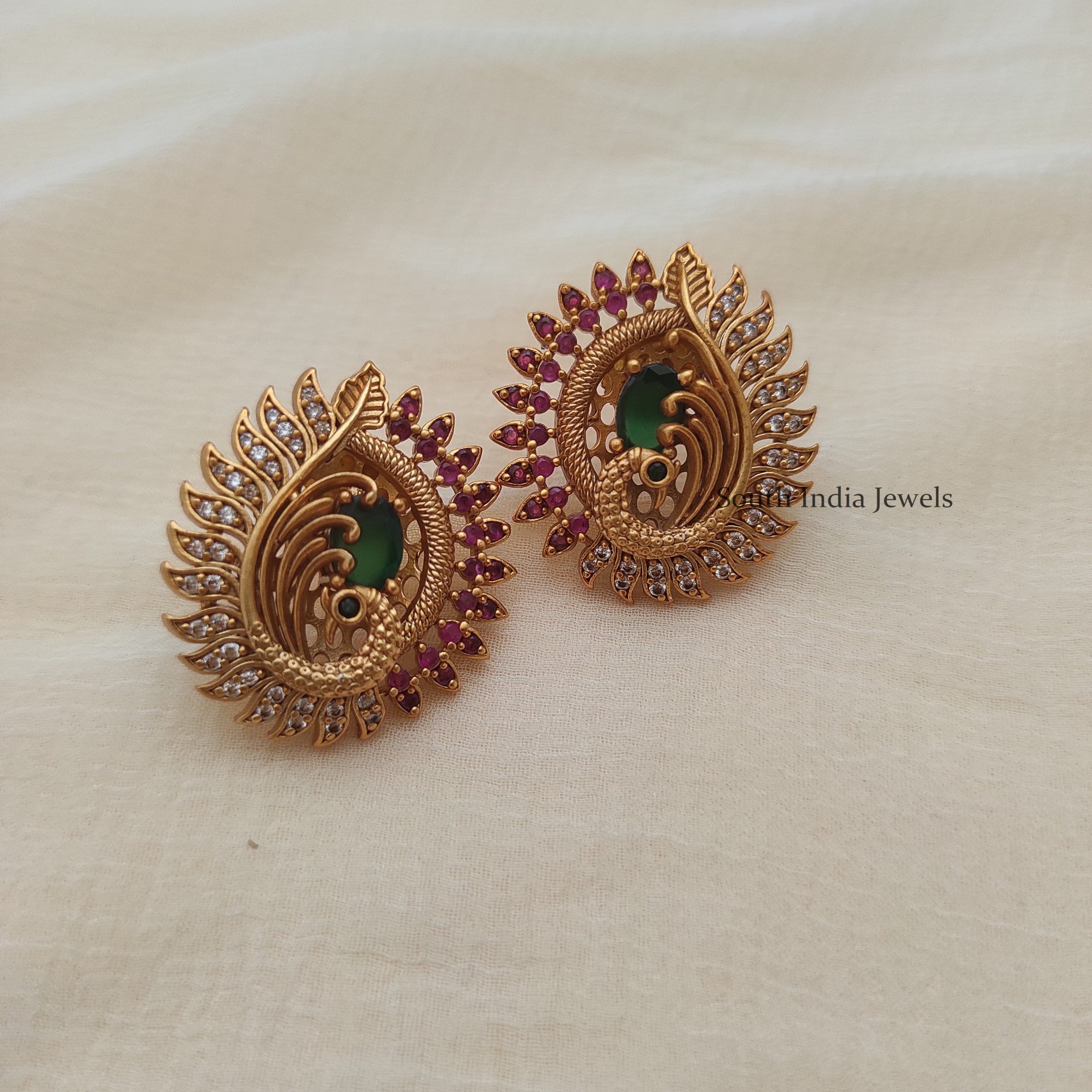 Traditional Big Stud Earrings  New Latest Designs • South India Jewels